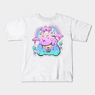 Cute stormy bubble head girl in kawaii style Kids T-Shirt